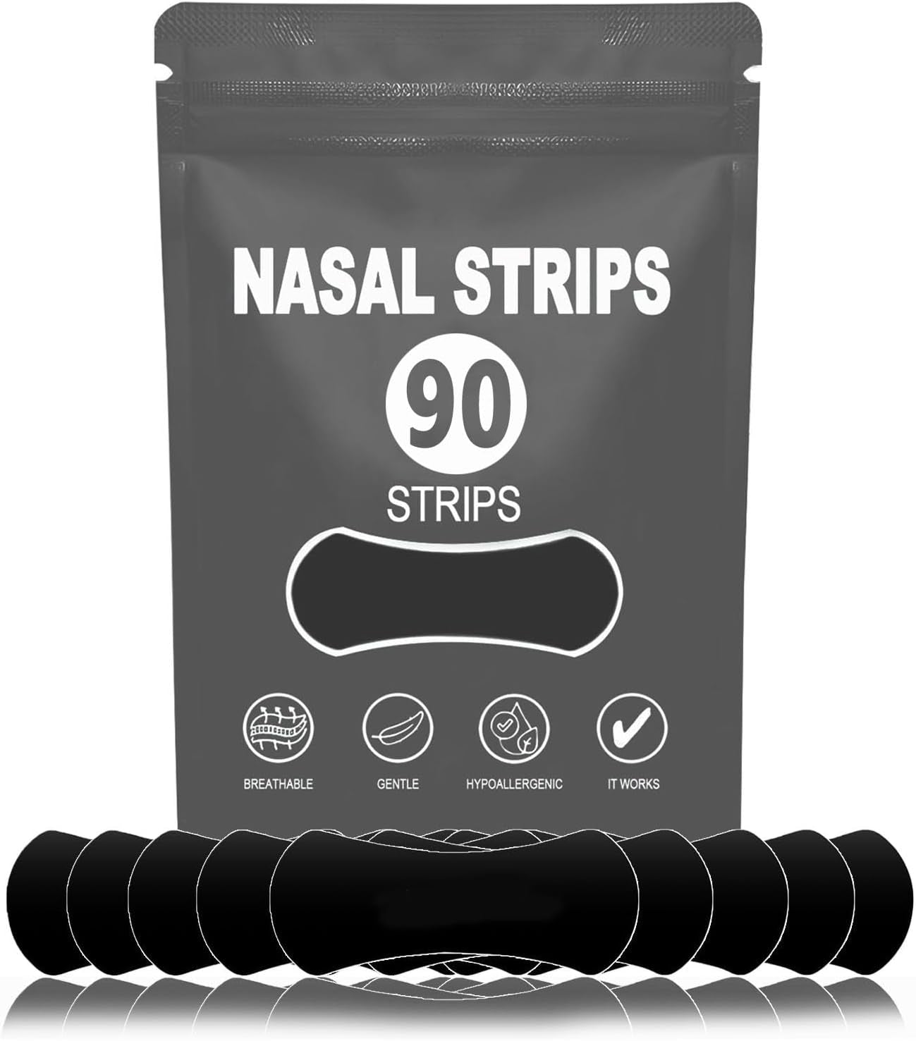 Nose Strips para Dormir y Respirar Mejor – 30 Unidades | Tiras Nasales Anti-Ronquidos | Adhesivo Extra Fuerte Resistente al Sudor y Aceite | Hipoalergénicas y Suaves con la Pie